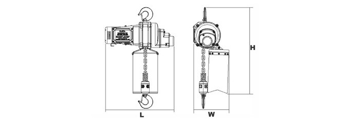 DU-901迷你環(huán)鏈電動(dòng)葫蘆結(jié)構(gòu)尺寸圖片