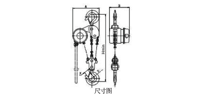 慢速電動環(huán)鏈提升機結構尺寸圖片