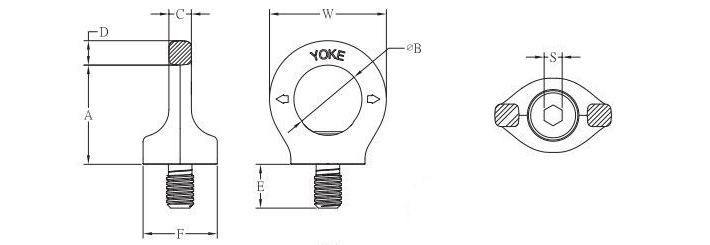 YOKE眼型旋轉(zhuǎn)吊點(diǎn)8-291結(jié)構(gòu)尺寸圖片