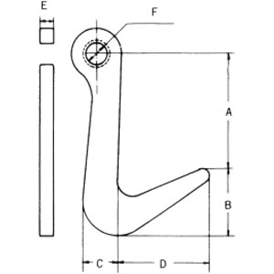 鷹牌F型鋼板吊鉤尺寸圖