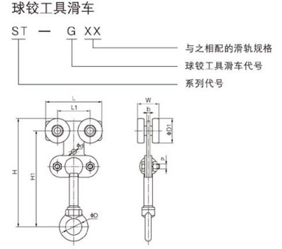 ST型球鉸工具滑車尺寸圖