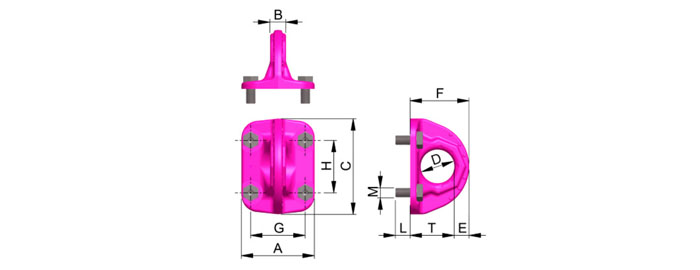 B-ABA型路德螺栓型吊點(diǎn)尺寸圖