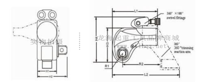 驅動型液壓扭矩扳手尺寸圖