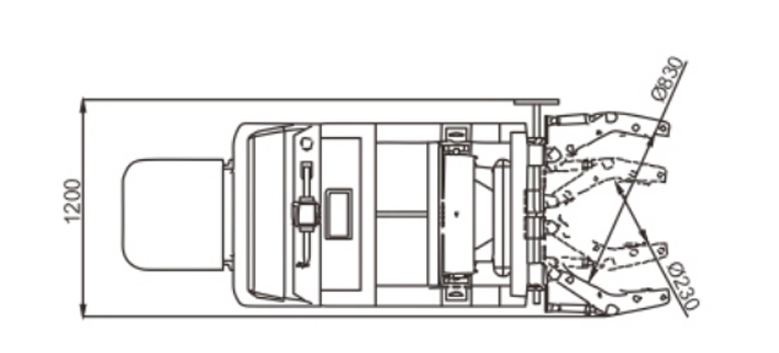 LYL800全電動油桶翻轉(zhuǎn)車（配重式）尺寸圖